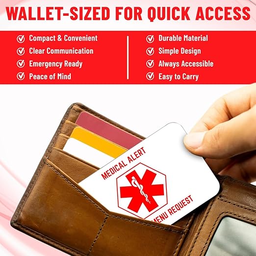 Bariatric Card for Restaurants, Special Menu Request Card, Portion Control Restaurant Request for Bariatric or Gastric Sleeve Patients, Wallet Sized, Set of 2 Cards (2, White, 3.375in x 2.125in)