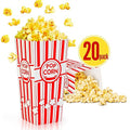 ZEEGO0 20-Pack Popcorn Boxes, Sturdy and Durable Popcorn Bucket, 7.75in Tall Large Capacity Popcorn Containers, Cups & Bowls, Convenient Movie Night Supplies, Perfect for Families, Parties, Carnivals