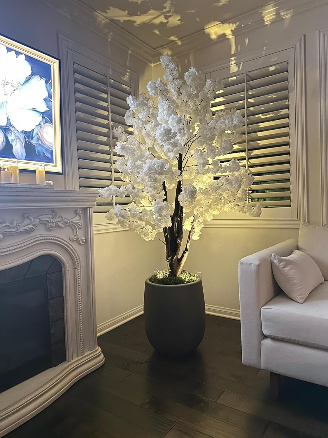 White Artificial Cherry Blossom Tree for Home, Wedding, Office, Living Room -...