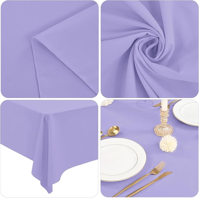 fani 12 Pack 60 x 126 Inch Rectangle Tablecloth Lavender Polyester Tablecloth for 8 Ft Rectangle Tables, Washable Fabric Table Cloth for Wedding Dining Table Buffet Parties Camping