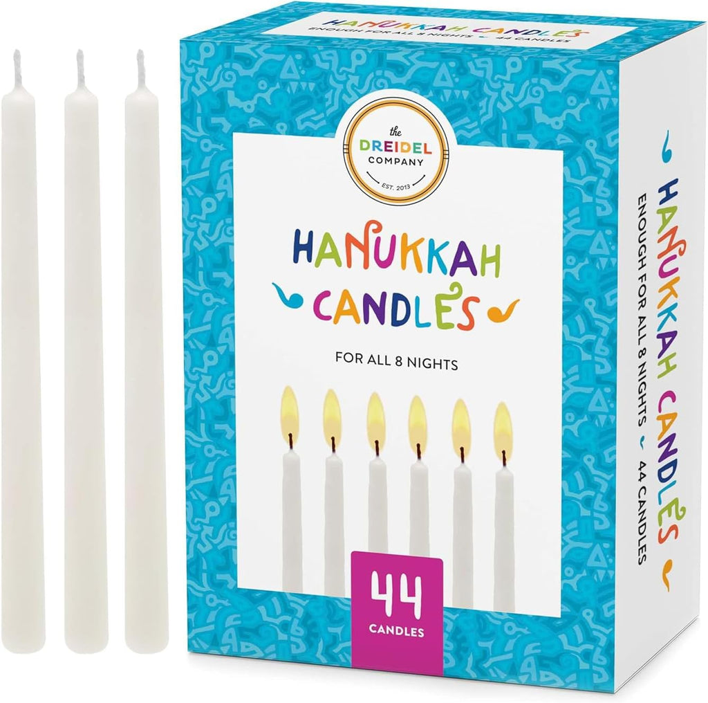 The Dreidel Company Menorah Candles Chanukah Candles 44 White Hanukkah Candles for All 8 Nights of Chanukah (Single)