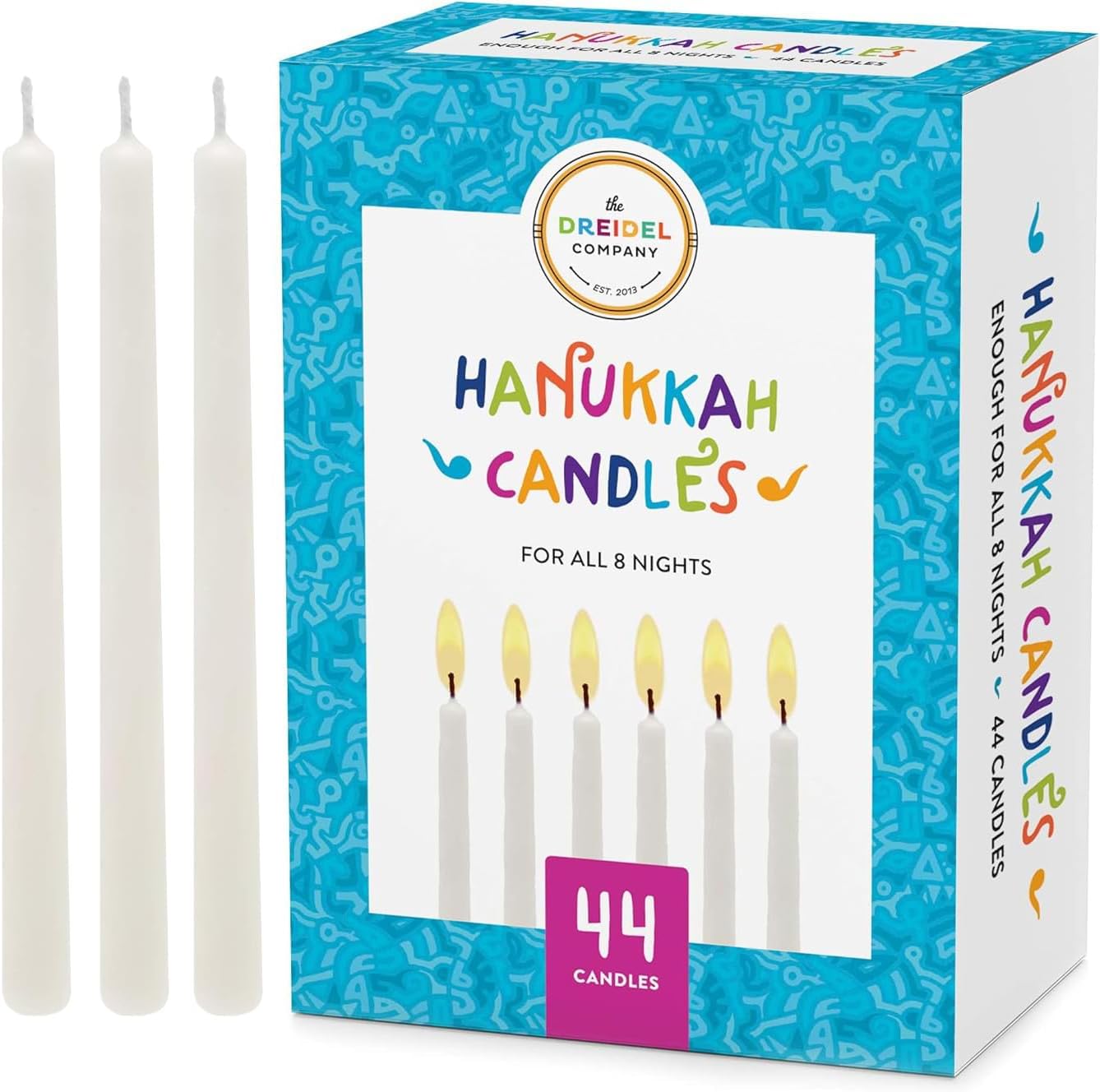 The Dreidel Company Menorah Candles Chanukah Candles 44 White Hanukkah Candles for All 8 Nights of Chanukah (Single)