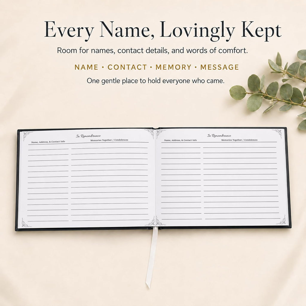 Funeral Guest Book for Memorial Service | Celebration of Life Sign-In Book to Honor and Remember Loved Ones – Elegant Memory Keepsake for Guests to Share Condolences