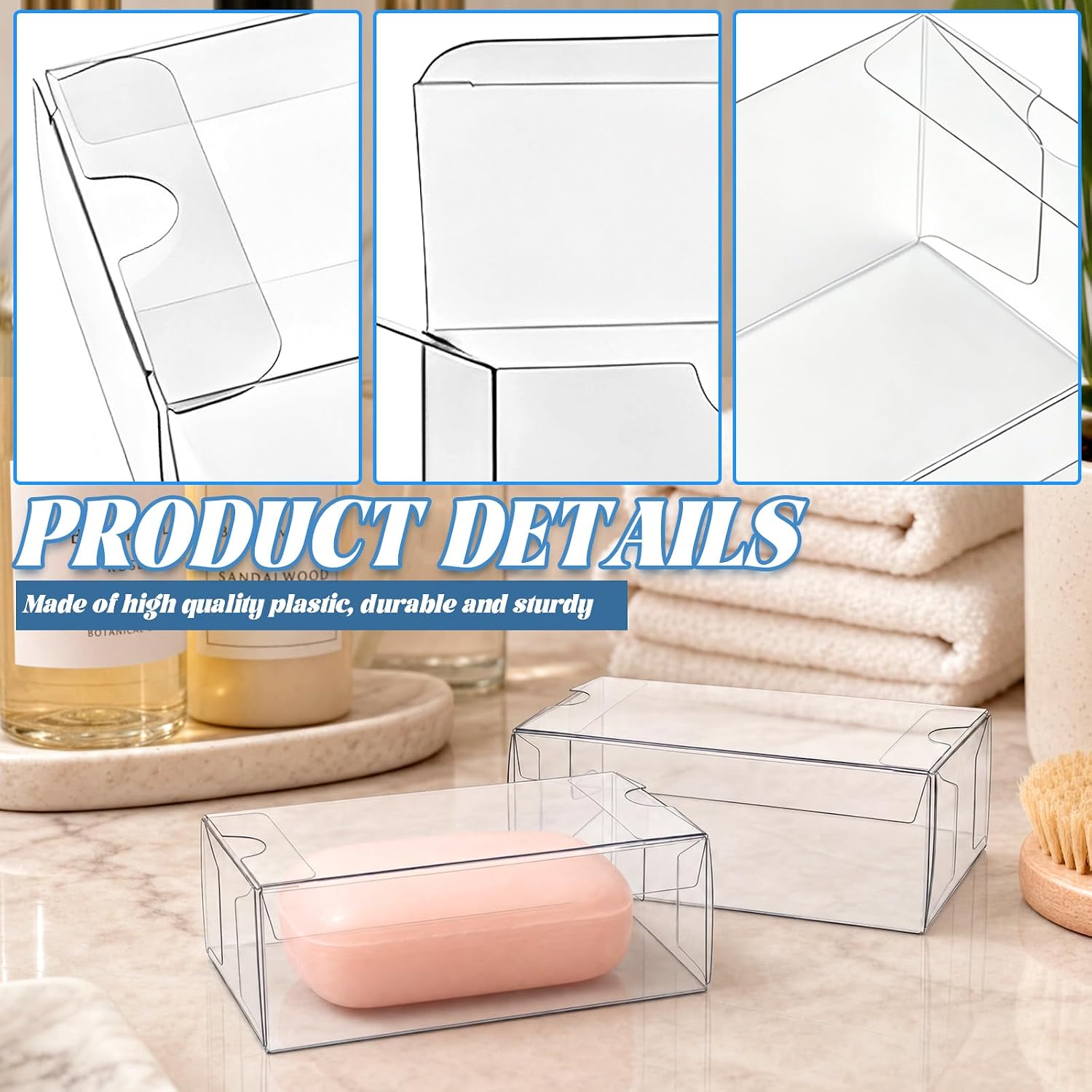 BadenBach 50 Pack Mini Clear Plastic Gift Boxes, 3.3"x2.3"x1.2" | Small Transparent Favor Boxes Bulk, for Homemade Soap, Treats, Candy, Cookies, Party Favors, Jewelry Wrap Supplies