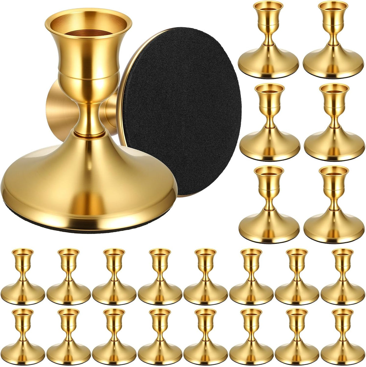 24PCS Brass Gold Taper Candle Holders, Vintage Metal Candlestick Holders