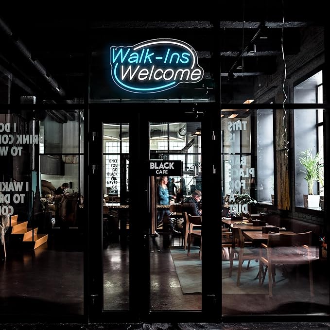 Walk-Ins Welcome Neon Sign, Neon Sign For Wall Decor, Ice blue + white Led Signs Usb Powered, Living Game Room Decor, For Bedroom Restaurant Bar Hotel Shop Party Birthday(16.5x9.4in)