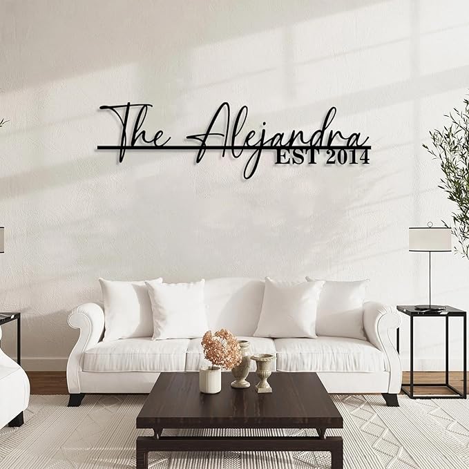 Personalized Family Name Sign | Custom Metal Sign | Metal Wall Art | Last Name Signs for Home | Wall Decor | Split Letter Monogram Sign | Home Letters | Wedding Gift | Housewarming Couples Gift