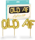 Genuine Fred Lighten UP Party Candles, Old AF, Metallic Gold Balloon-Style Letter Candles, Hilarious Candles for Retirement Celebrations and Milestone Birthdays
