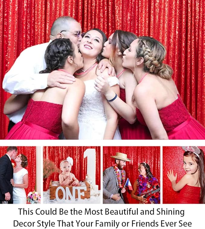 ShinyBeauty Sequin Backdrop Curtain 2 Panels 2FTx8FT Photo Background Glitter Photography Back Drop Cover Wedding Decorations -190417S