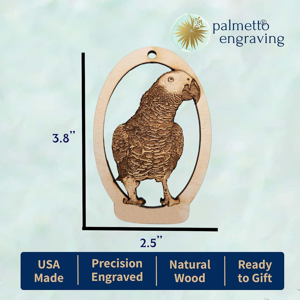 African Grey Parrot Ornament, Bird Lover Keepsake | Gift for Parrot Owner, African Grey Parrot Gift, USA Made