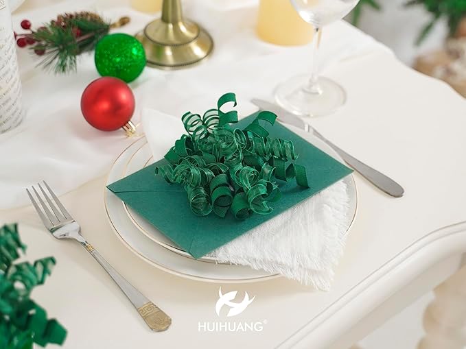 HUIHUANG Green Christmas Bows for Gift Wrapping Curly Gift Bow 5 inch x 8 Counts Forest Green Self-Adhesive Xmas Bows for Presents, Paper Bag, Party Favors, Wrapping Accessories