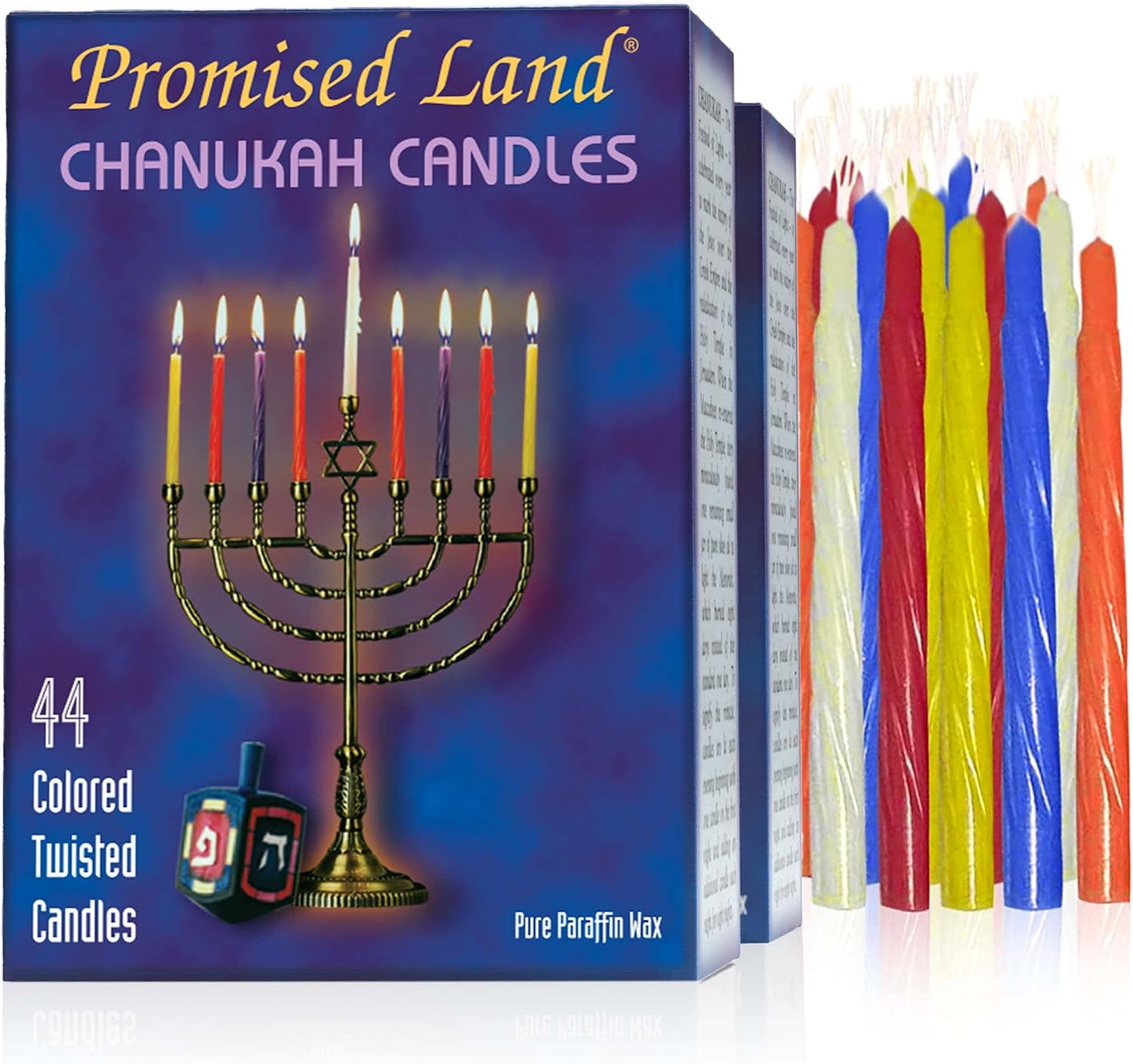 Promised Land Premium Chanukah Candles (44 Count Box, Assorted Colors) - Enough Candles for 8 Days of Chanukah - Fits Most Standard Menorahs (2)