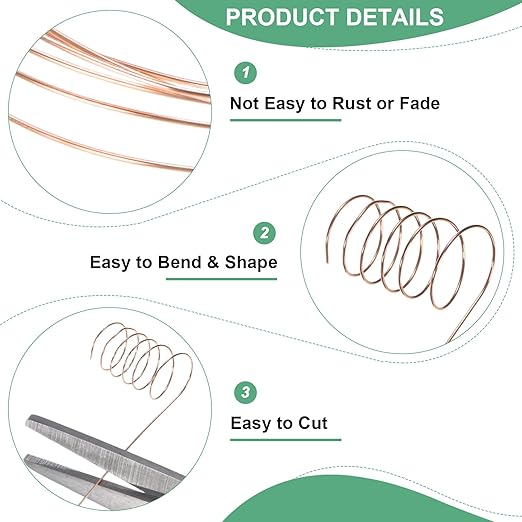 2-Rolls 0.2mm Jewelry Wire, 32 Gauge 328FT Craft Wire Copper Beading Wire for Jewelry Making/Planting/Weaving/DIY Crafting, Soft Metal Wires [100M, Copper Tone]
