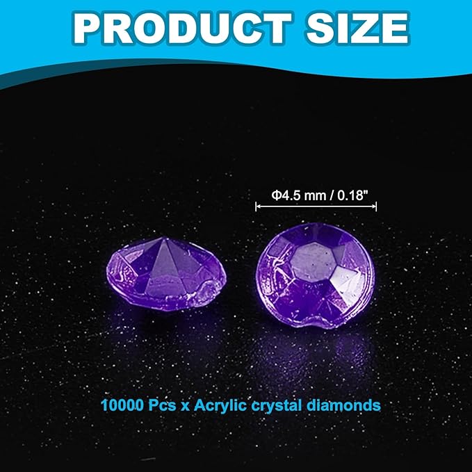 PATIKIL 10000 Pcs Wedding Table Scatter Confetti Crystals 4.5mm Acrylic Diamonds Vase Fillers Gems for Table Centerpiece Decorations Party Vase Beads, Dark Purple