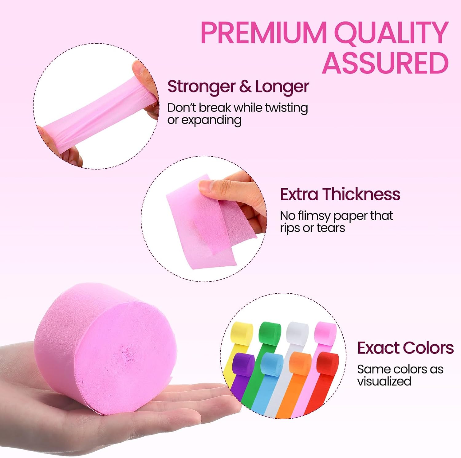 Berlune 48 Rolls Crepe Paper Streamers Rainbow Streamers Party Decoration for Birthday Party Wedding Ceremony Baby Shower DIY Crafts(Assorted Colors)