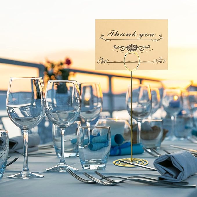10Pcs Place Card Holder, Table Number Holders, Wire Picture Holder, Table Card Holders Stand, Photo Holder for Centerpieces, Wedding Reception, Party, Birthday (Gold)
