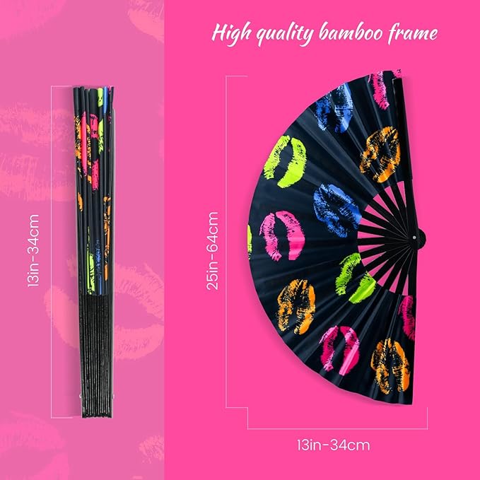 SYNTECSO Hand Fans for Women Foldable, Boots on The Ground Fan, Rave Fan for Drag Queen, Women and Men，Fans for Line Dancing, Parties, Music Festivals, EDM and Decoration