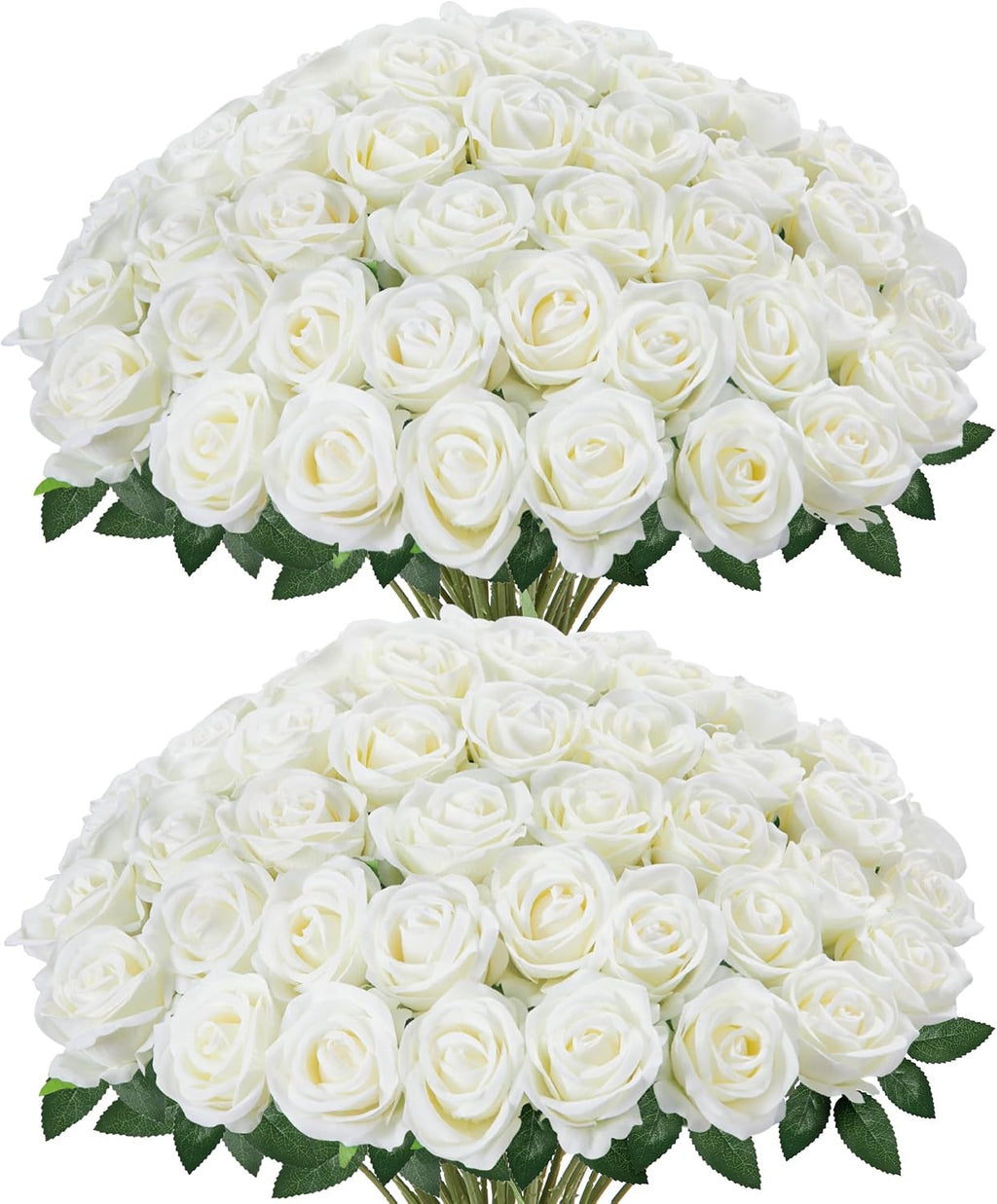 innogear white roses artificial flowers 50 pcs fake, main product view