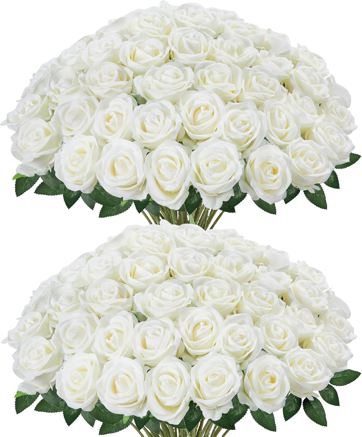 innogear white roses artificial flowers 50 pcs fake, main product view
