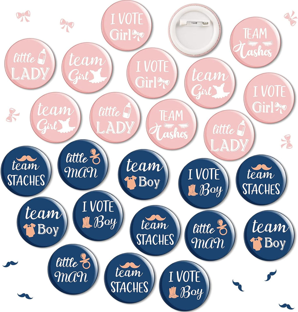80 Pcs Gender Reveal Button Pins, Team Boy or Girl Pins, Pink Blue Button Pin for Baby Shower Party Favors Gender Reveal Party Supplies.1.5 Inch