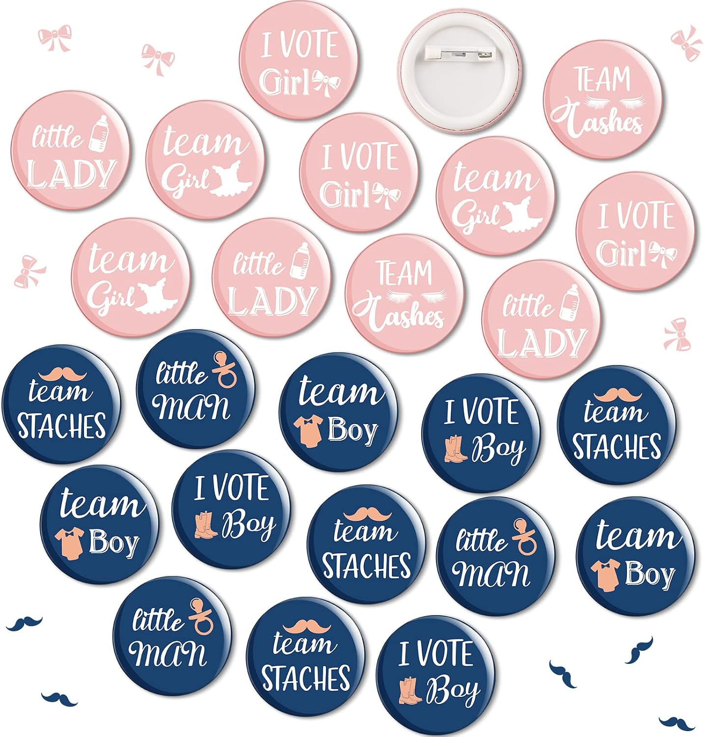 80 Pcs Gender Reveal Button Pins, Team Boy or Girl Pins, Pink Blue Button Pin for Baby Shower Party Favors Gender Reveal Party Supplies.1.5 Inch