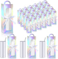 Ctosree 24 Pcs Tumbler Gift Box with Handle for 16-20 oz Clear Wine Glass Gift Box Sublimation Tumblers Heat Press Blanks Bottle for Christmas Wrapping Packaging(Holographic)