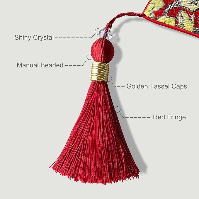 Embroidered Jacquard Elegant Table Runners 72 inches Long Chenille with Tassels - Red