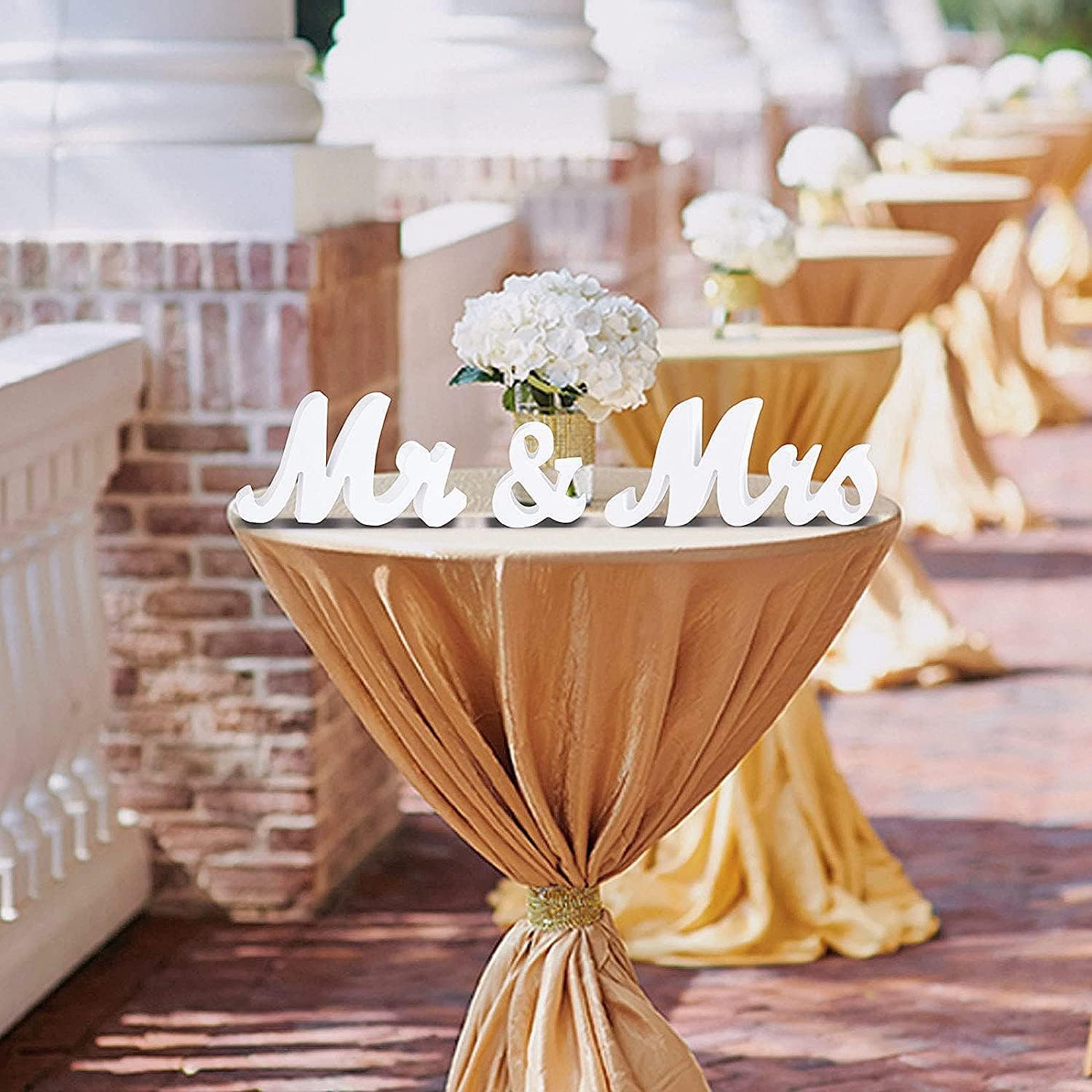 VIOPVERY Mr and Mrs Sign for Wedding Table,Large White Mr and Mrs Sign,Wooden Letters,Mr & Miss Sign with Just Married Banner Wedding Decorations for Anniversary