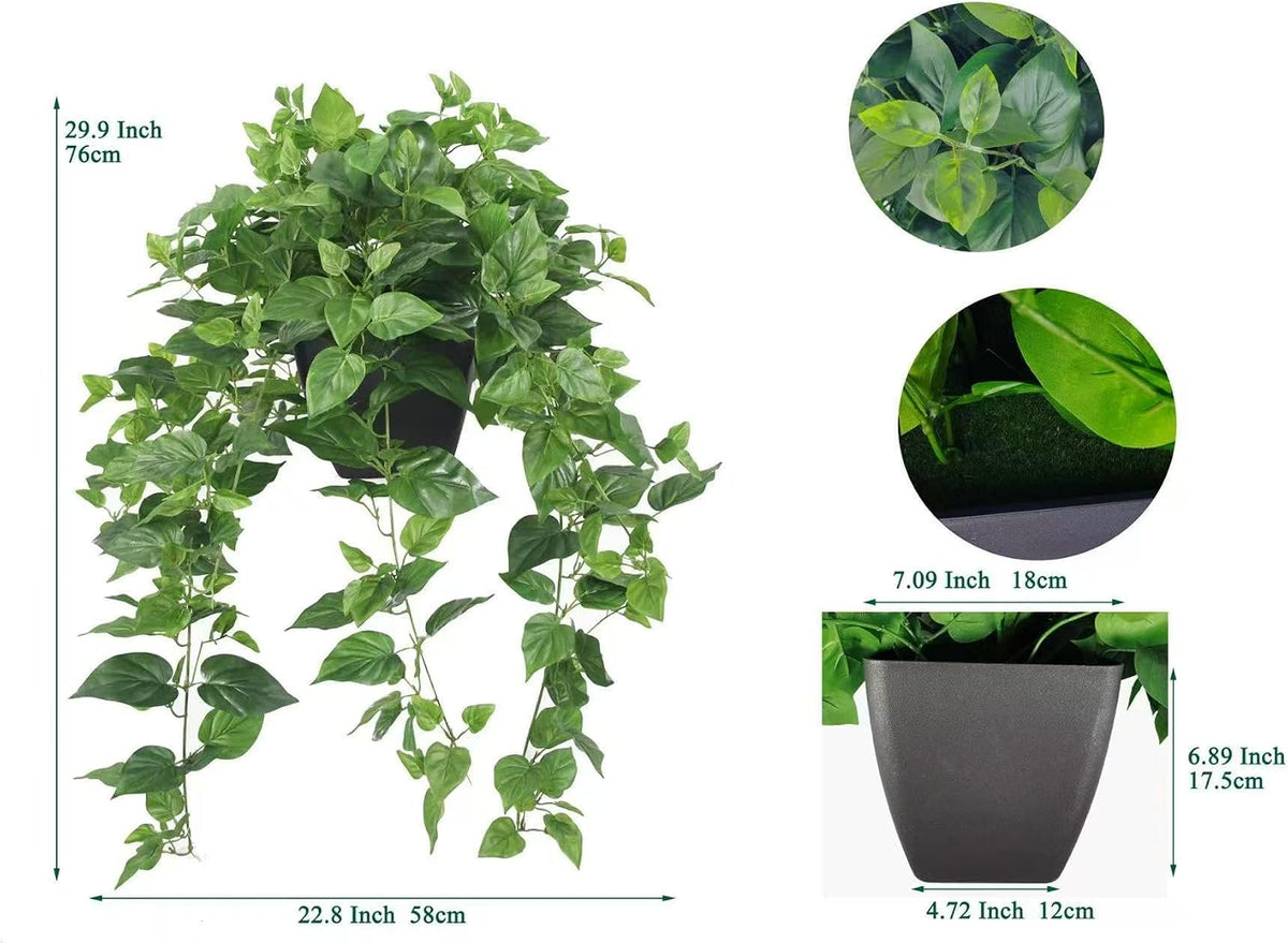 365 Blooming Decor Realistic Artificial Potted Pothos Ivy Plant(Devil's I...