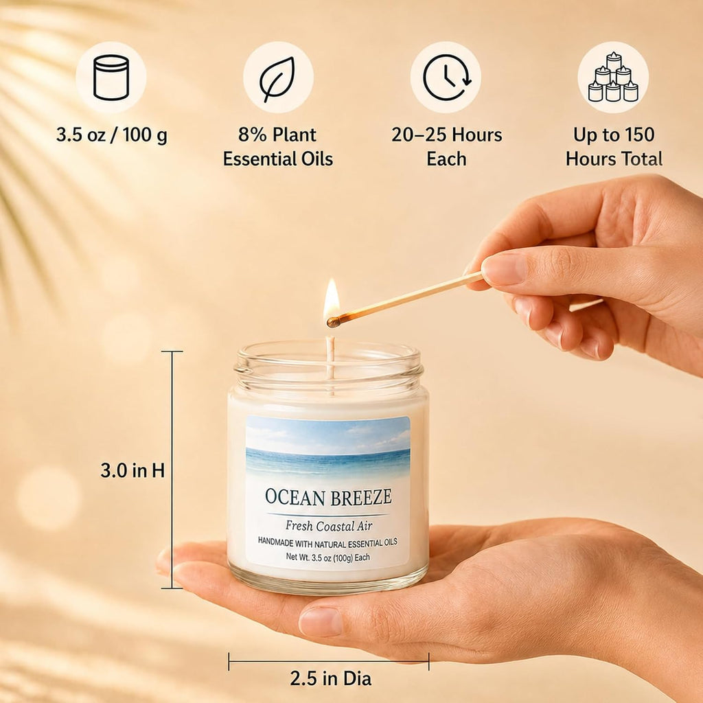 Spring & Summer Scented Candles Set, 6 Pack Soy Candles for Home, 21 oz Aromatherapy Candle Gift Set for Women, Mom, Birthday & Housewarming Gifts, Eucalyptus Mint & Vanilla Coconut