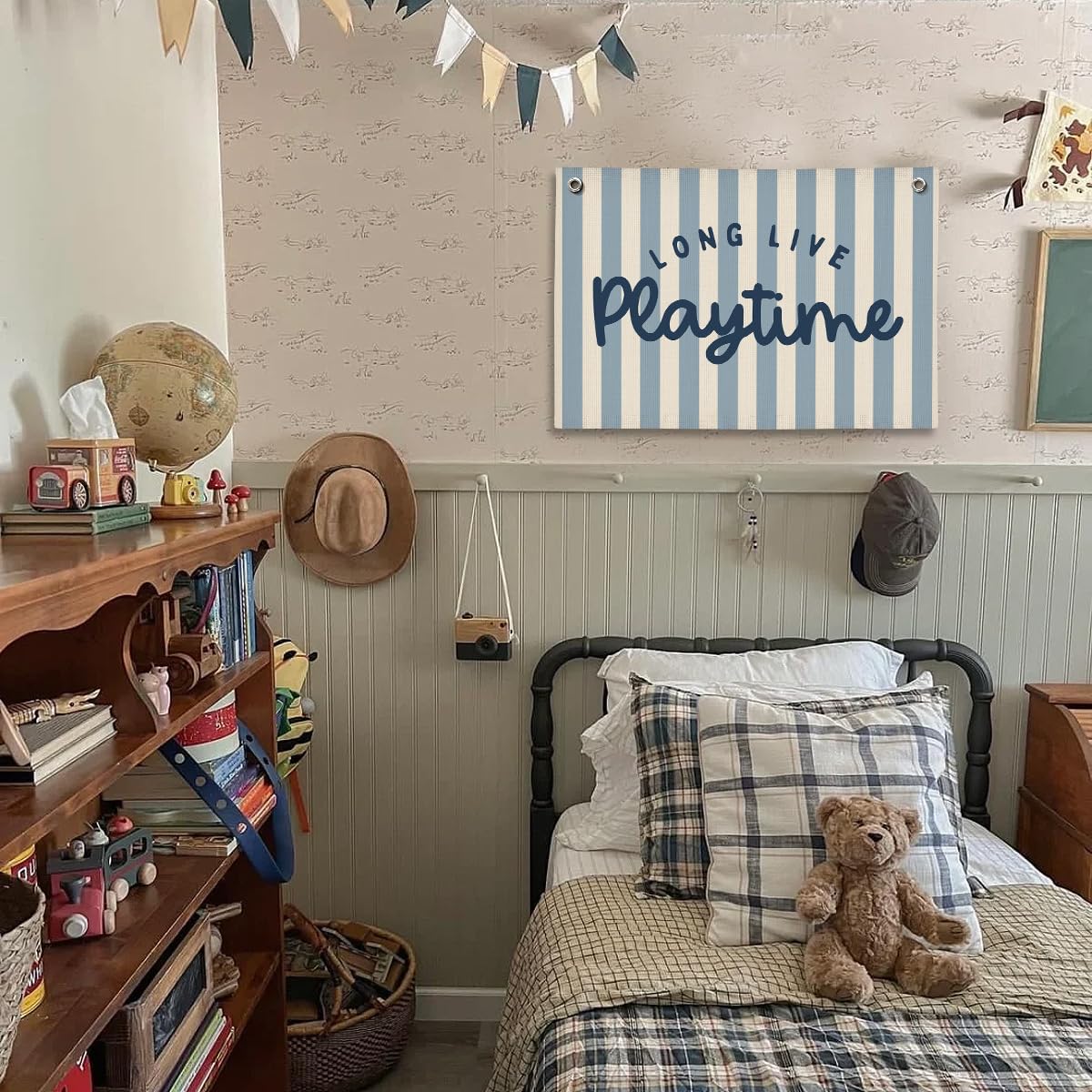 Playroom Wall Decor, Toddler Playroom Decor Hanging Linen Banner,Play Room Wall Decor for Nursery Nursery, 20x30 Inch