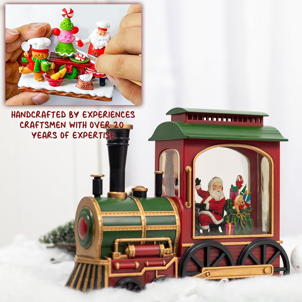 Christmas Train Snow Globe with Music and Lights, Musical Snow Globe Lantern for Holiday Decor, Battery/USB Powered with Auto Timer for Home Holiday Decoration Gift