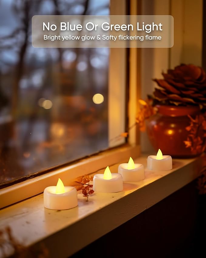 Remote Candles, 12PCS Flameless Tea Lights Candle Battery Operated with Timer, 400+Hours Remote Control LED Tea Lights Votive Candle for Holiday Table Centerpieces Decor