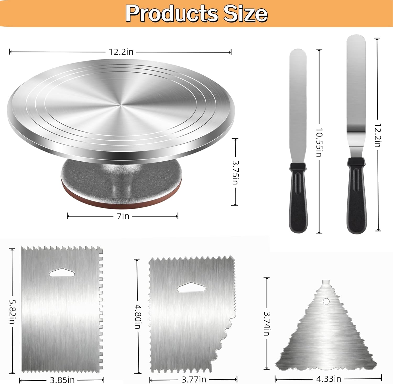 Cake Decorating Kit 35 Pieces - 24 Piping Tips Set with 12 Inch Turntable, Reusable Pastry Bag, Icing Spatula, Scraper, Couplers - Baking Tools for Beginners, Professional Cake Decorating Supplies
