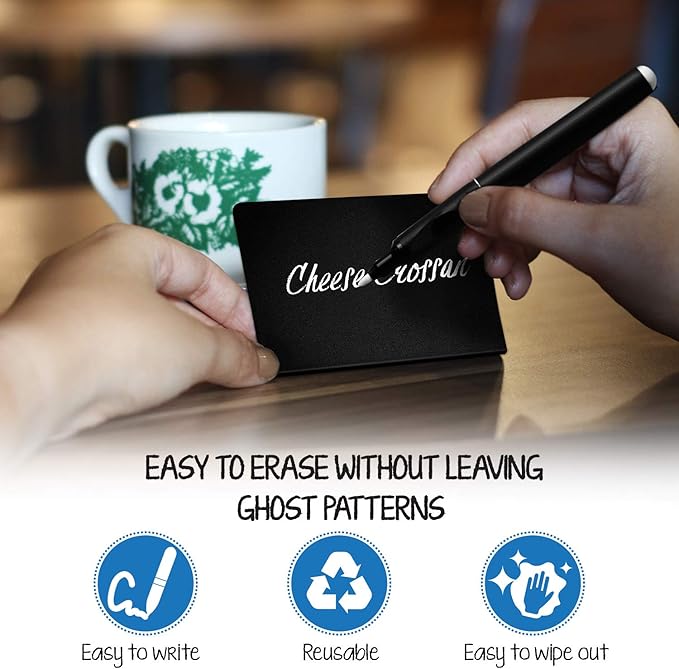 30 Pack Mini Chalkboard Signs 3x4 for Buffet & Table Use – Small Reusable Food Labels - Plastic Blackboard Display Cards for Wedding - Catering Vendor - Booths Party Tables & Bakery Displays
