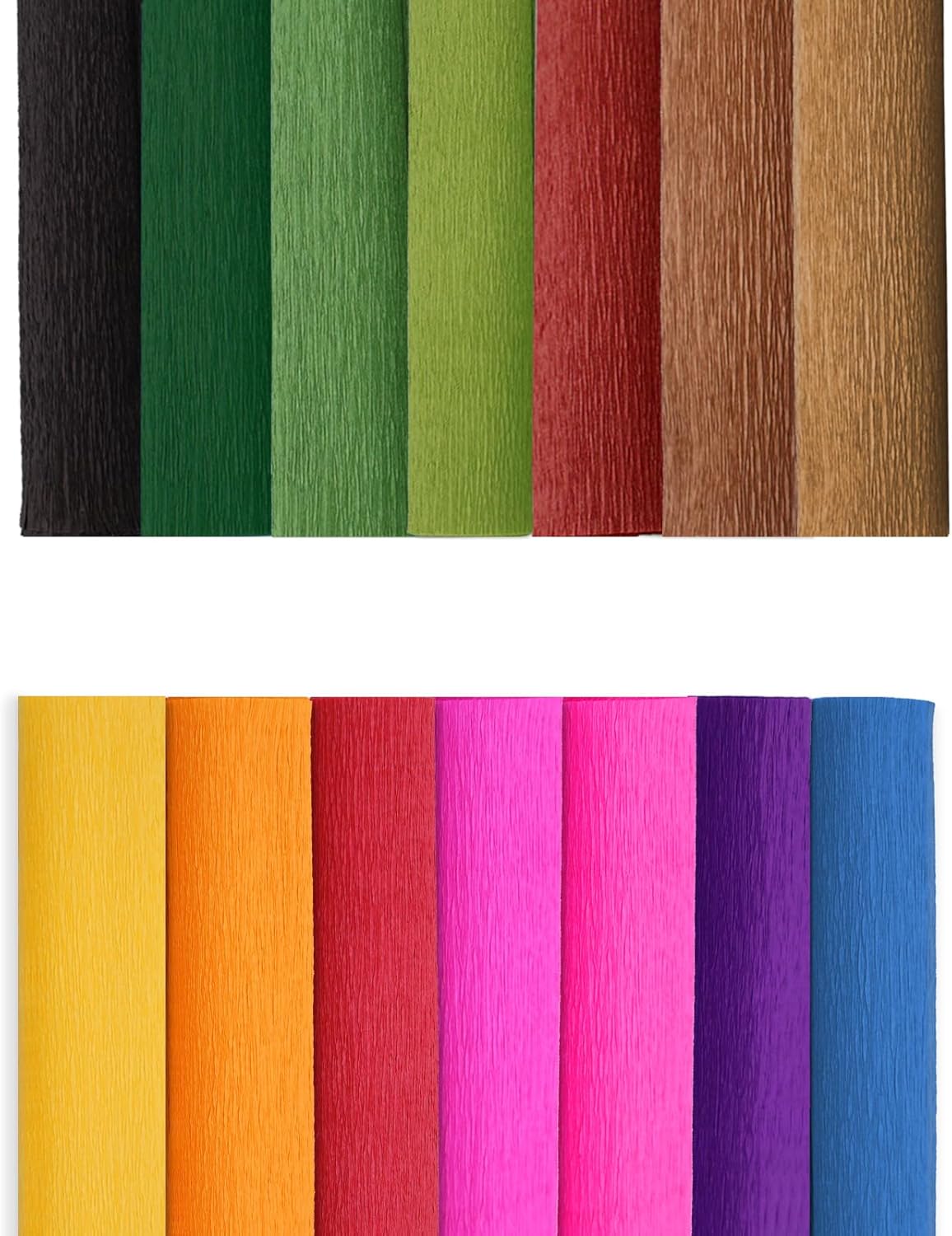 Crepe Paper Flower DIY 14 Colors, 9.8 x 98 Inch Wide Paper for Gift Wrapping, Crafts, Flower Birthday Parties Weddings Festival Decoration (Multiple Colors 1)