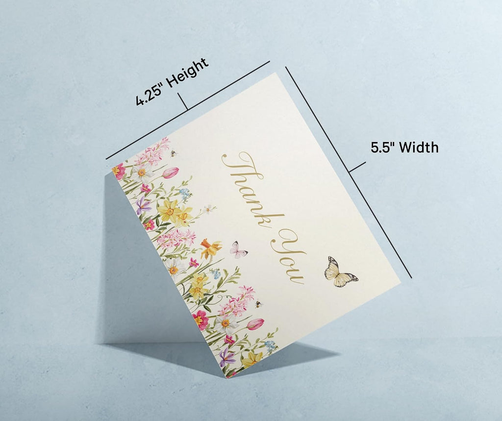 Twigs Paper Spring Florals Thank You Cards, 12 Blank Note Cards