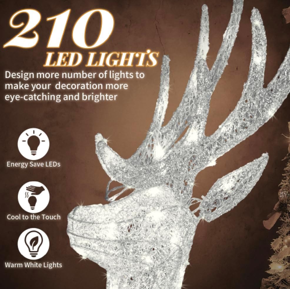 vingli 4ft silver lighted christmas reindeer family set shown in use