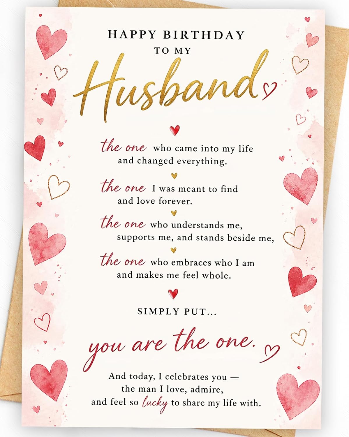 Husband Birthday Card, Happy Birthday Card from Wife, Romantic Birthday Decorations GIft Idea for Men him Husband