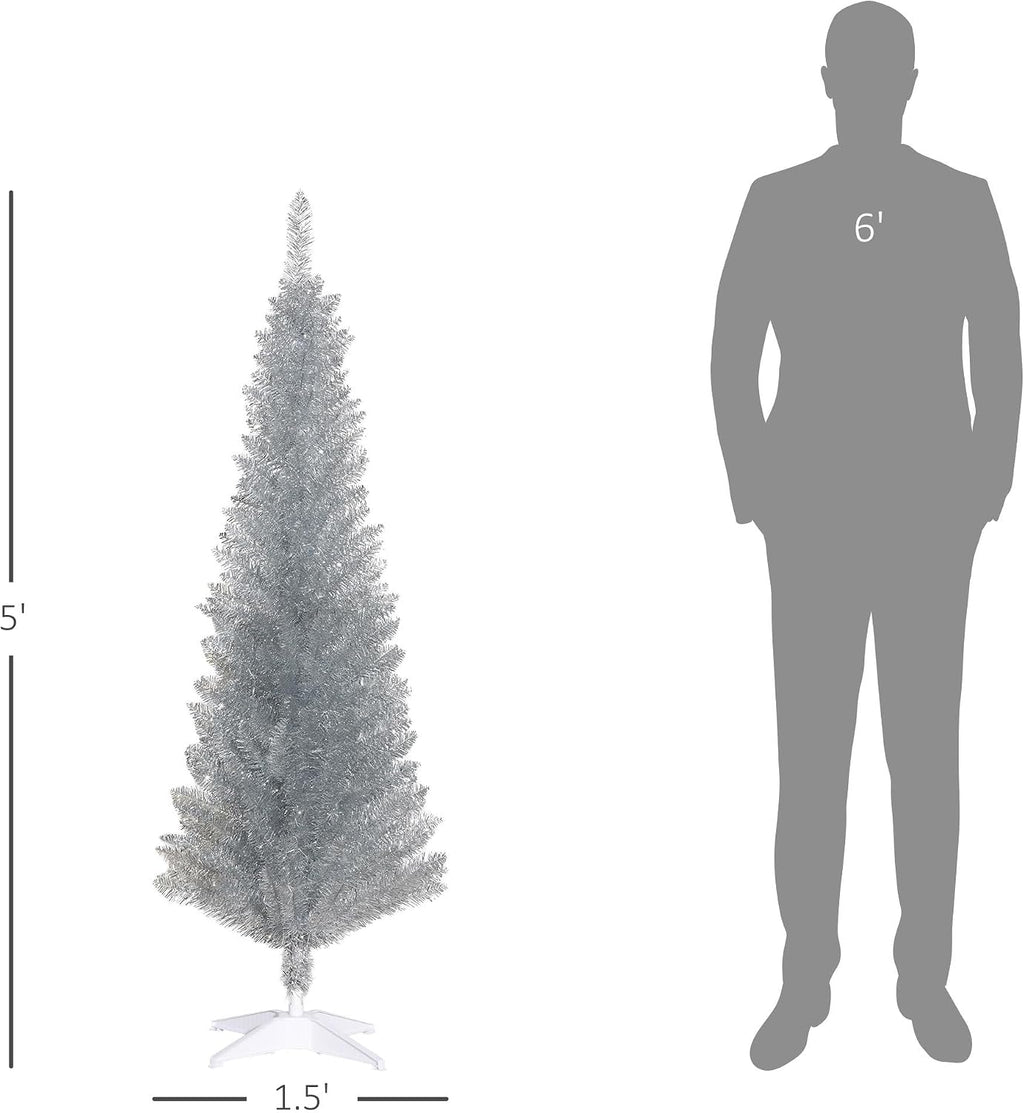 homcom 5' artificial pencil christmas tree 294 realistic on a desk or shelf