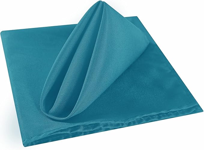Cloth Napkins 17x17 inch Washable Polyester Dinner Napkins Soft Table Napkins for Wedding Party Dining Banquet(Caribbean Blue,25PCS)