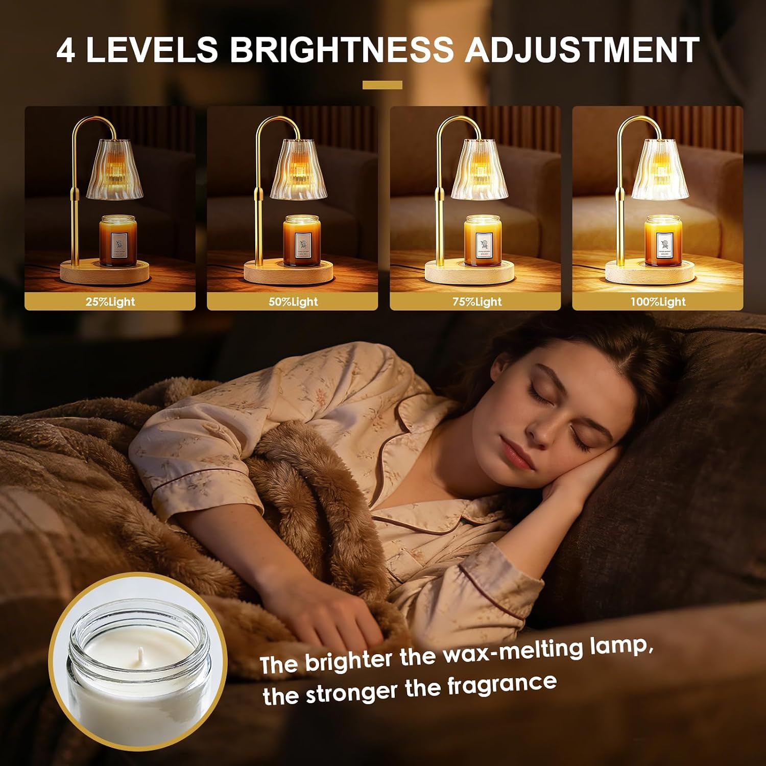 Candle Warmer Lamp with Timer Dimmer, Birthday Gifts for Women Mom Friend Sister, House Warming Gifts New Home Decor, Office Apartment Dorm Room Wax Melt Warmer for Jar Candles with 2 Bulbs