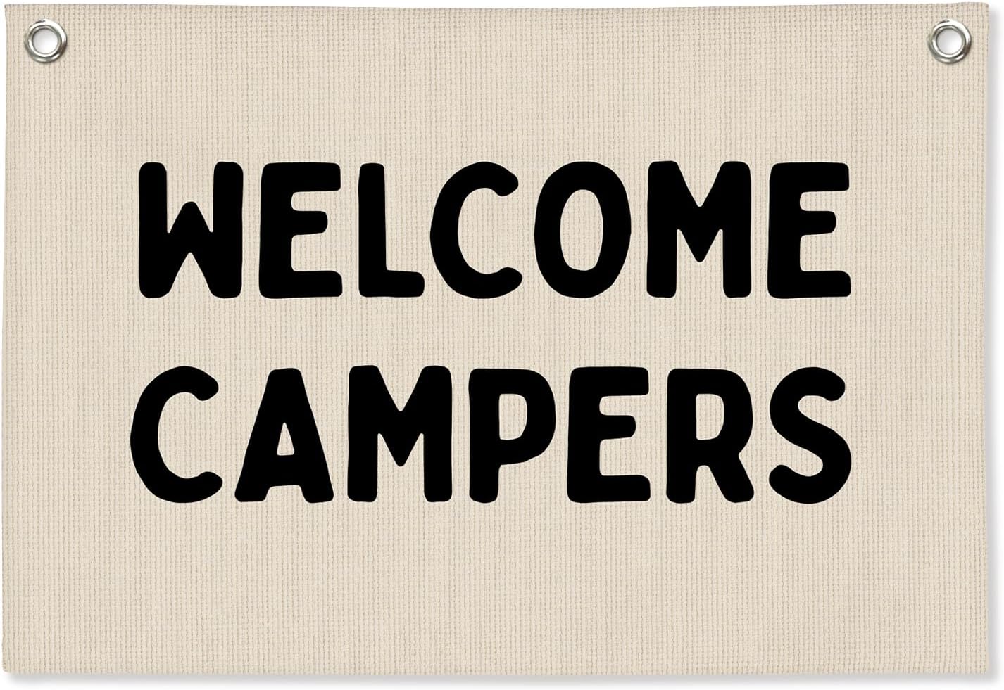 Camp Banner, Welcome Campers Camping Classroom Decor, Summer Camp Decor, Camping Flag Party Banner Decoration, Classroom Bedroom Nursery Playroom Toddler Decoration 30x20 Inch