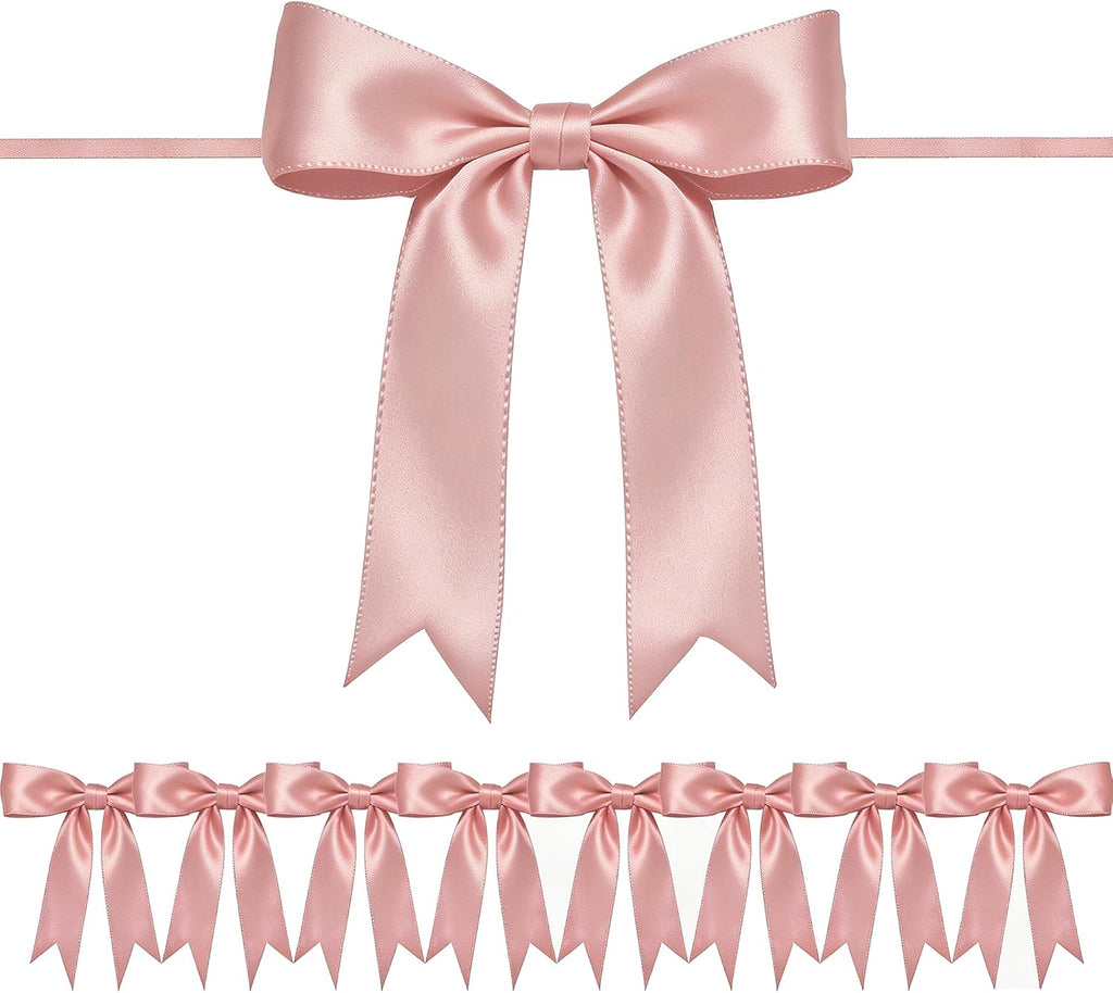1 String Pink Bow Garland Banner Decorations, Pre-Strung Satin Ribbon Bows for Birthday, Baby Shower, Bridal Shower, Coquette Girls Room, Bow Themed Party, Wedding, Christmas Tree Decorations