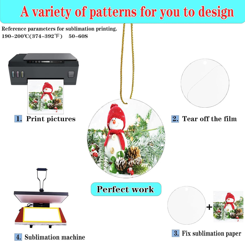 3.5" Metal Sublimation Ornament Blanks, 40pcs Double Sided Xmas Tree Decor | Christmas decorations for sublimation heat press printing, bulk round aluminum blanks for DIY handmade crafts