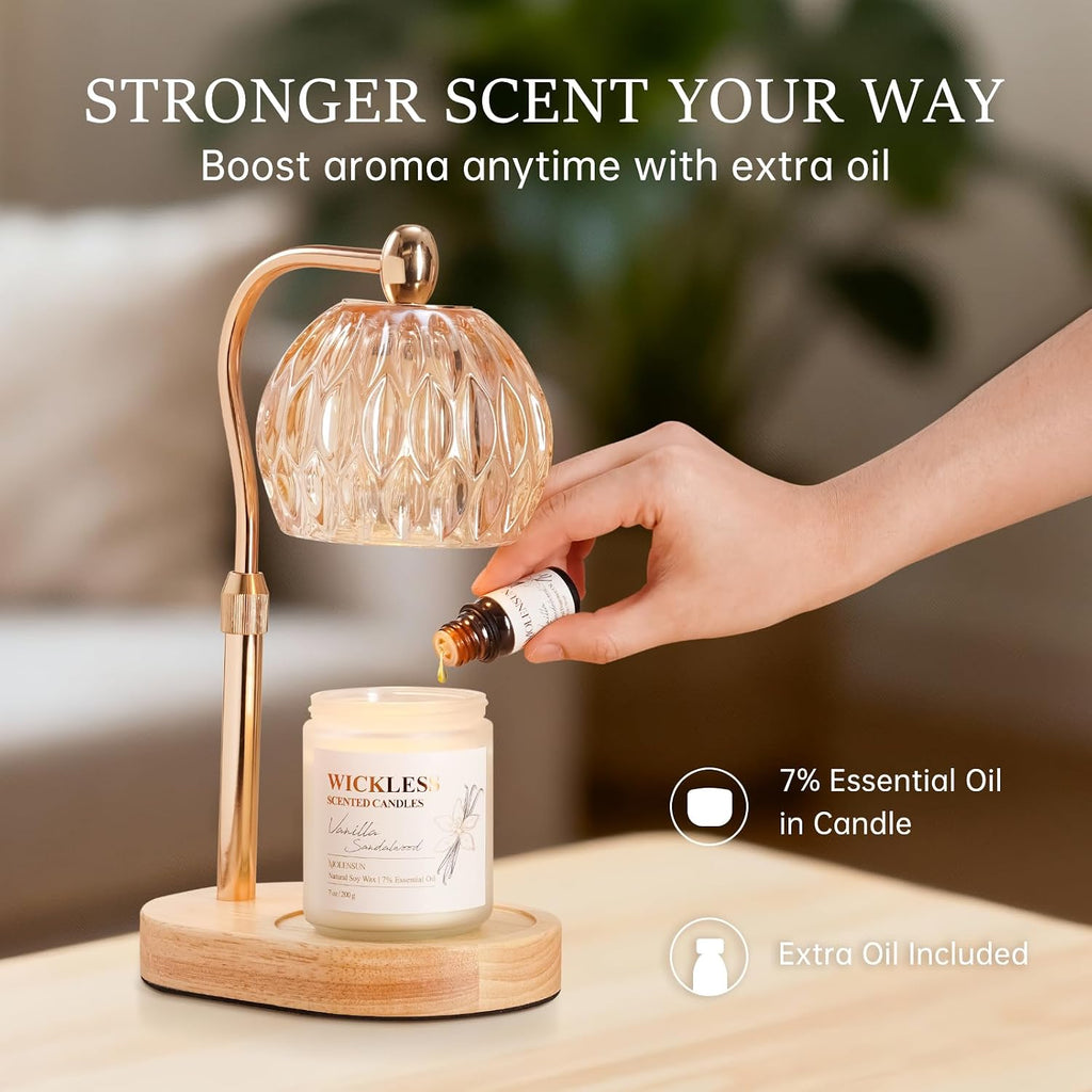 Vanilla Sandalwood Wickless Candle for Candle Warmer Lamp with 10ml Essential Oil for Custom Aroma, Flameless Non-Toxic Soy Scented Candle for Home, Monter's Day or Birthday Gifts for Women & Men