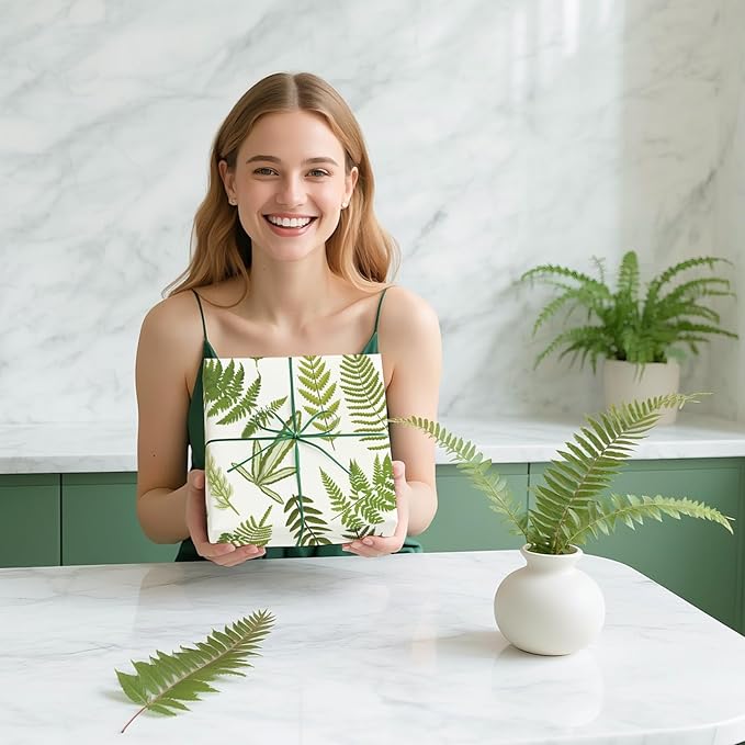 WRAPAHOLIC Fern Wrapping Paper Roll - Mini Roll - 17 Inch x 9.8 Feet - Woodland Fern Botanical Wrapping Paper Perfect for Birthday, Wedding, Baby Shower