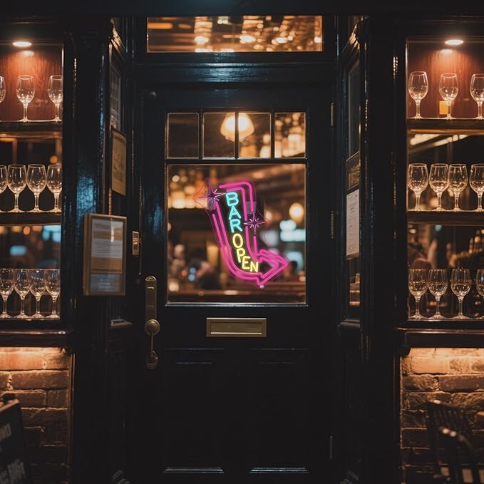 Lucunstar Bar Open Neon Sign,Colorful LED Bar for Wall Decor Dimmable USB Powered Neon Lights for LED for Bussness Man Cave Art Wall Decor