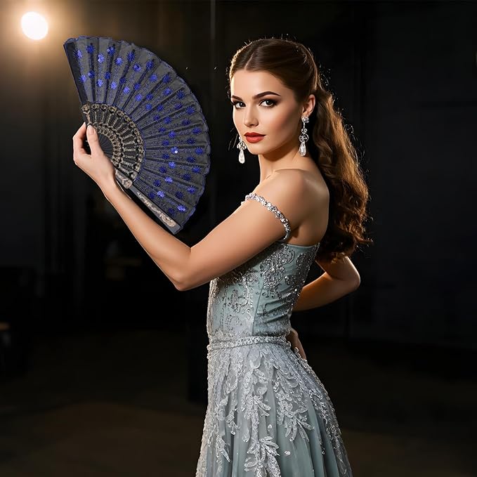 QIRMIZI 10 PACK Fabric Folding Handheld Fans, Perfect for Weddings, Parties, and Dancing,Mixed