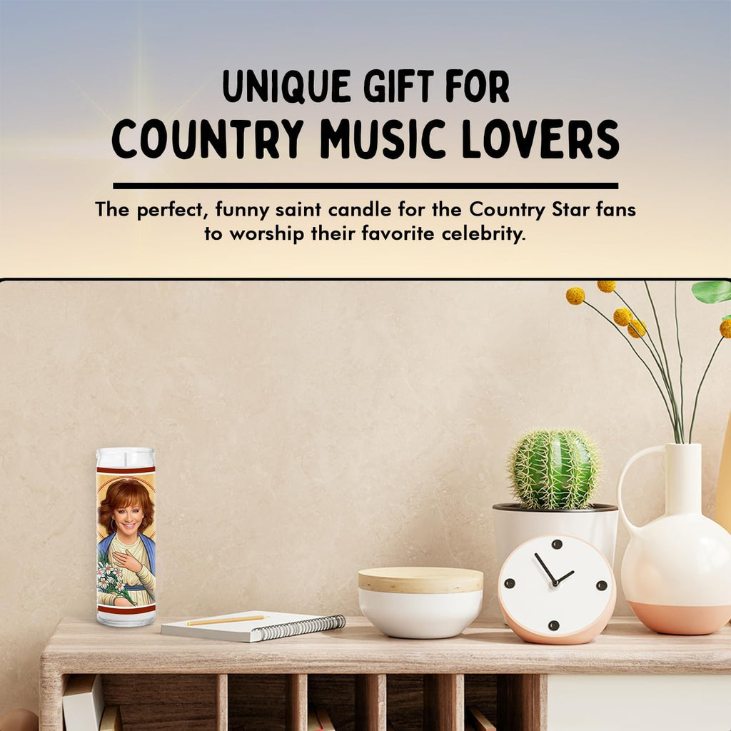 Country Star Celebrity Glass Jar Candle – Unscented Handmade Soy Wax Votive Candle – Unique Gift for Music & Movie Lovers – Home Decor Collectible for Living Room & Office – 8 Inch